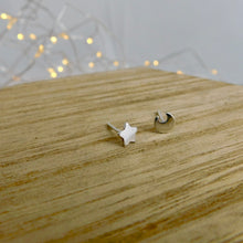 Load image into Gallery viewer, Moon and Star Sterling Silver Studs