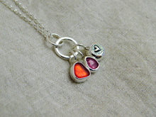 Load image into Gallery viewer, Red Sea Glass and Pink Tourmaline Sterling Silver Pendant 3