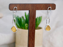 Load image into Gallery viewer, Yellow Sea Glass Sterling Silver Stud Dangles
