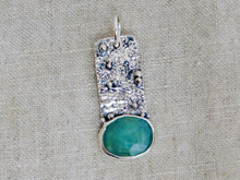 Load image into Gallery viewer, Aquamarine Reticulated Sterling Silver Pendant