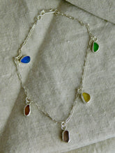 Load image into Gallery viewer, Rainbow Sea Glass Sterling Silver Anklet