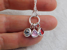 Load image into Gallery viewer, Red Sea Glass and Pink Tourmaline Sterling Silver Pendant 2