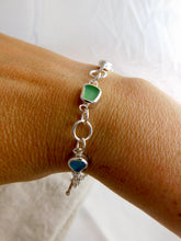 Load image into Gallery viewer, Rainbow Sea Glass Sterling Silver Hoop Link Bracelet