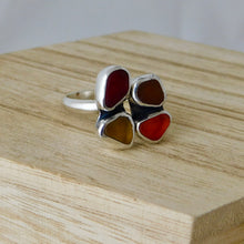 Load image into Gallery viewer, Four Autumn Colours Sea Glass Sterling Silver Cuff Ring