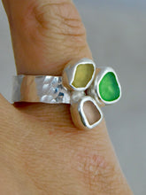 Load image into Gallery viewer, Pastel Rainbow Colours Sea Glass Sterling Silver Cuff Ring