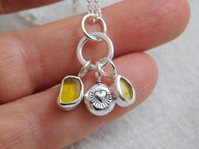 Load image into Gallery viewer, Yellow Sea Glass and Tourmaline Sterling Silver Pendant