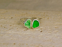 Load image into Gallery viewer, Double Green Sea Glass Sterling Silver Cuff Ring