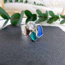 Load image into Gallery viewer, Made To Order Triple Sea Glass Sterling Silver Cuff Ring