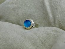 Load image into Gallery viewer, Bright Blue Sea Glass Sterling Silver Ring