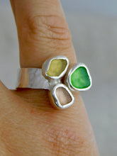 Load image into Gallery viewer, Pastel Rainbow Colours Sea Glass Sterling Silver Cuff Ring