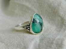 Load image into Gallery viewer, Boho Emerald Sterling Silver Ring
