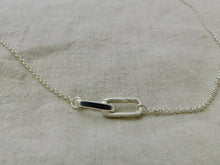 Load image into Gallery viewer, Sterling Silver Interlocking Rectangle Charm Keeper Necklace
