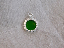 Load image into Gallery viewer, Olive Green Flower Sea Glass Sterling Silver Charm