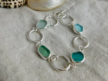 Load image into Gallery viewer, Statement Sea Glass Sterling Silver Hoop Link Bracelet