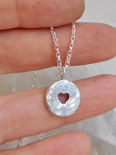 Load image into Gallery viewer, Chunky Hammered Cut Out Heart Disc Sterling Silver Charm