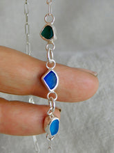 Load image into Gallery viewer, Multi Blue Sea Glass Sterling Silver Anklet