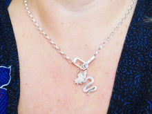 Load image into Gallery viewer, Sterling Silver Interlocking Rectangle Charm Keeper Necklace