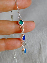 Load image into Gallery viewer, Multi Blue Sea Glass Sterling Silver Anklet