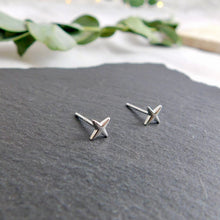 Load image into Gallery viewer, Four Point Star Sterling Silver Studs