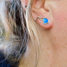 Load image into Gallery viewer, Cobalt Sea Glass Sterling Silver Studs