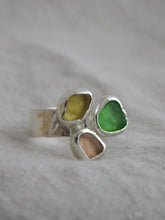 Load image into Gallery viewer, Pastel Rainbow Colours Sea Glass Sterling Silver Cuff Ring