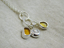 Load image into Gallery viewer, Yellow Sea Glass and Tourmaline Sterling Silver Pendant