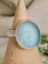 Load image into Gallery viewer, Cornflower Blue Sea Glass Sterling Silver Ring