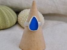 Load image into Gallery viewer, Blue Sea Glass Sterling Silver Ring