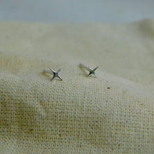 Load image into Gallery viewer, Tiny Four Point Star Sterling Silver Studs