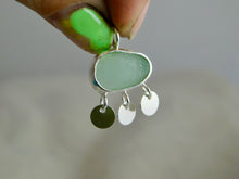 Load image into Gallery viewer, Aqua Sea Disc Dangle Sterling Silver Pendant