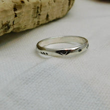 Load image into Gallery viewer, Made To Order Aztec Stamped Sterling Silver Stacking Ring