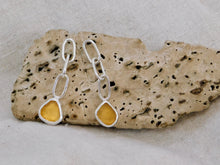 Load image into Gallery viewer, Yellow Sea Glass Sterling Silver Stud Dangles
