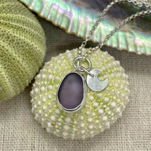 Load image into Gallery viewer, Made to Order Sea Glass And Sterling Silver Crescent Moon Personalised Pendant