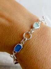 Load image into Gallery viewer, Rainbow Sea Glass Sterling Silver Hoop Link Bracelet