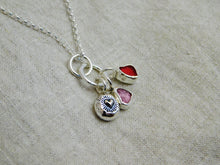 Load image into Gallery viewer, Red Sea Glass and Pink Tourmaline Sterling Silver Pendant 2
