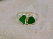Load image into Gallery viewer, Double Green Sea Glass Sterling Silver Cuff Ring