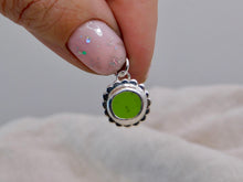 Load image into Gallery viewer, Olive Green Flower Sea Glass Sterling Silver Charm