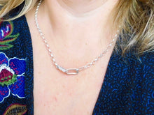 Load image into Gallery viewer, Sterling Silver Interlocking Rectangle Charm Keeper Necklace