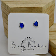 Load image into Gallery viewer, Cobalt Sea Glass Sterling Silver Studs