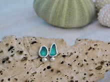 Load image into Gallery viewer, Teal Sea Glass Sterling Silver Studs