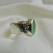 Load image into Gallery viewer, Made To Order Sea Glass Sea Foam Reticulated Sterling Silver Ring