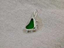 Load image into Gallery viewer, Bright Green Sea Glass Heart Sterling Silver Pendant