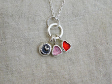 Load image into Gallery viewer, Red Sea Glass and Pink Tourmaline Sterling Silver Pendant 2