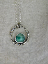 Load image into Gallery viewer, Emerald Sterling Silver Molten Hoop Pendant