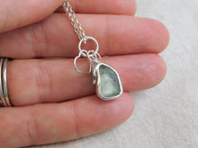 Load image into Gallery viewer, Made to Order Sea Glass And Sterling Silver Crescent Moon Personalised Pendant