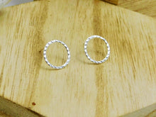 Load image into Gallery viewer, Textured Hoop Sterling Silver Studs