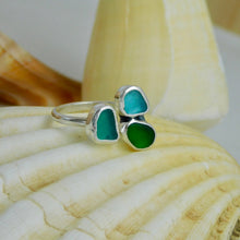 Load image into Gallery viewer, Made To Order Triple Sea Glass Sterling Silver Cuff Ring