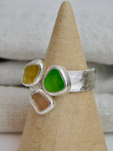 Load image into Gallery viewer, Pastel Rainbow Colours Sea Glass Sterling Silver Cuff Ring