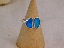 Load image into Gallery viewer, Blue Sea Glass Sterling Silver Cuff Ring