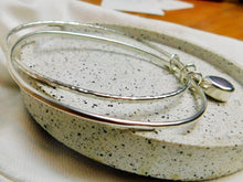 Load image into Gallery viewer, Made to Order Sea Glass Dangle and Charm Sterling Silver Bangle Duo